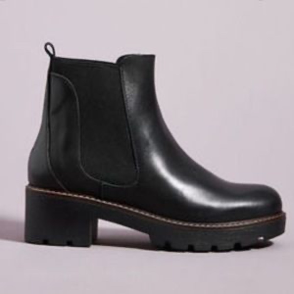 New in the box Anthropologie Stompy Chelsea black leather boot. Size 8.5_Eur 39